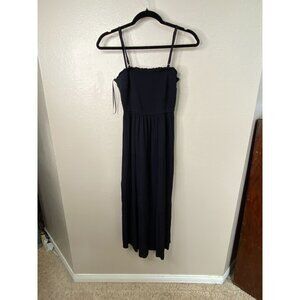 Hollister Womens Black Smocked Maxi Dress Adjustable Straps Size S Polyester